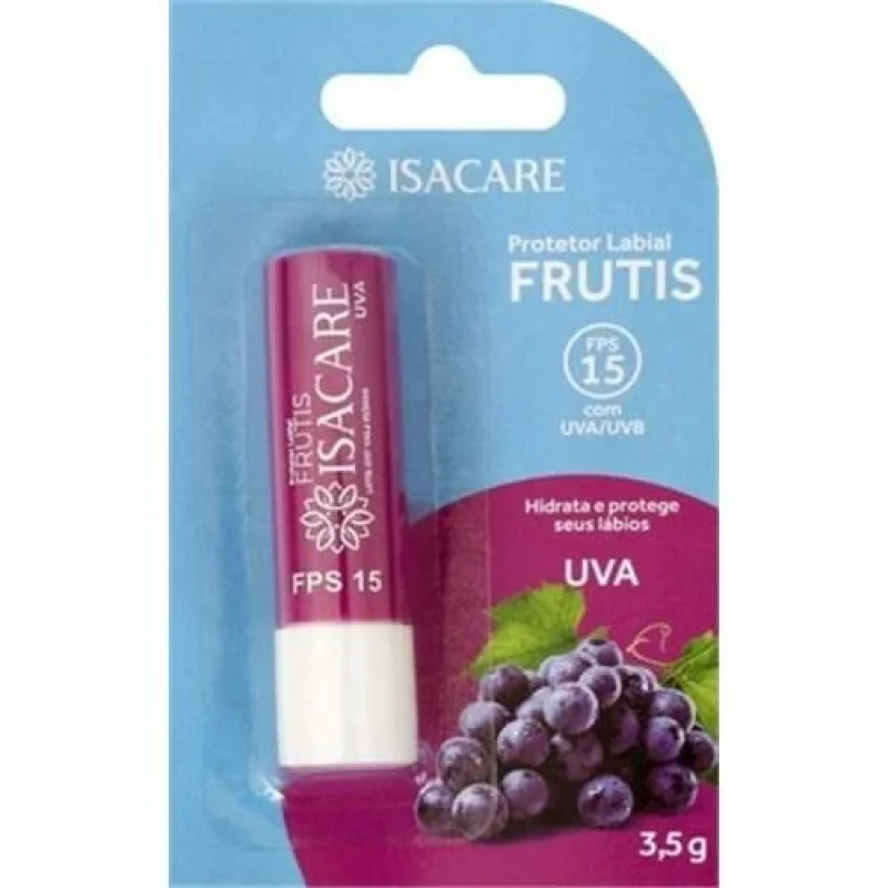 Protetor Labial Isacare Frutis Uva FPS 15 3,5g