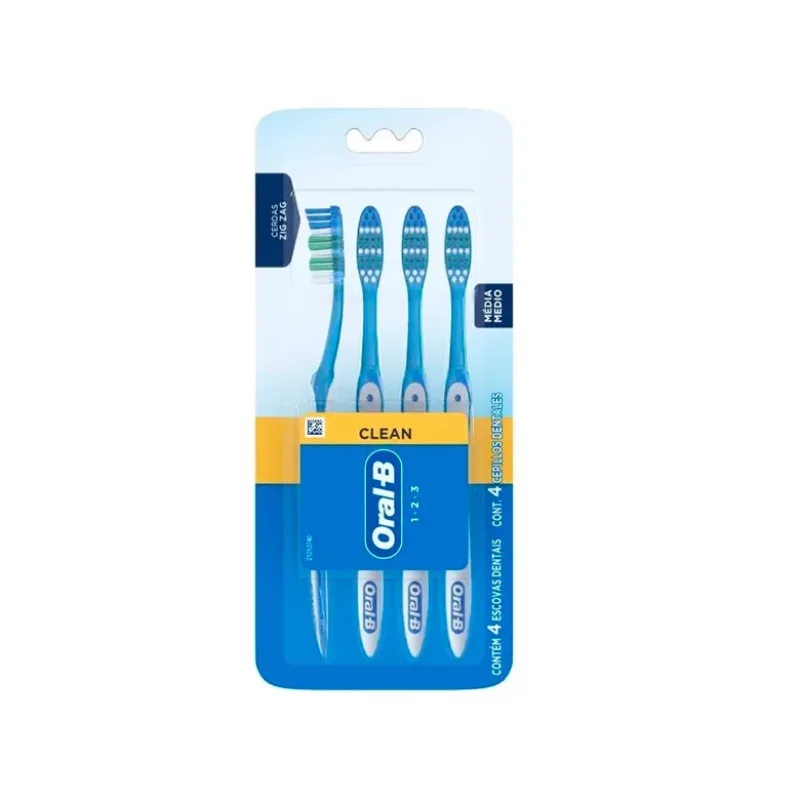 Escova Dental Oral-B 123 Clean, com 4 unidades