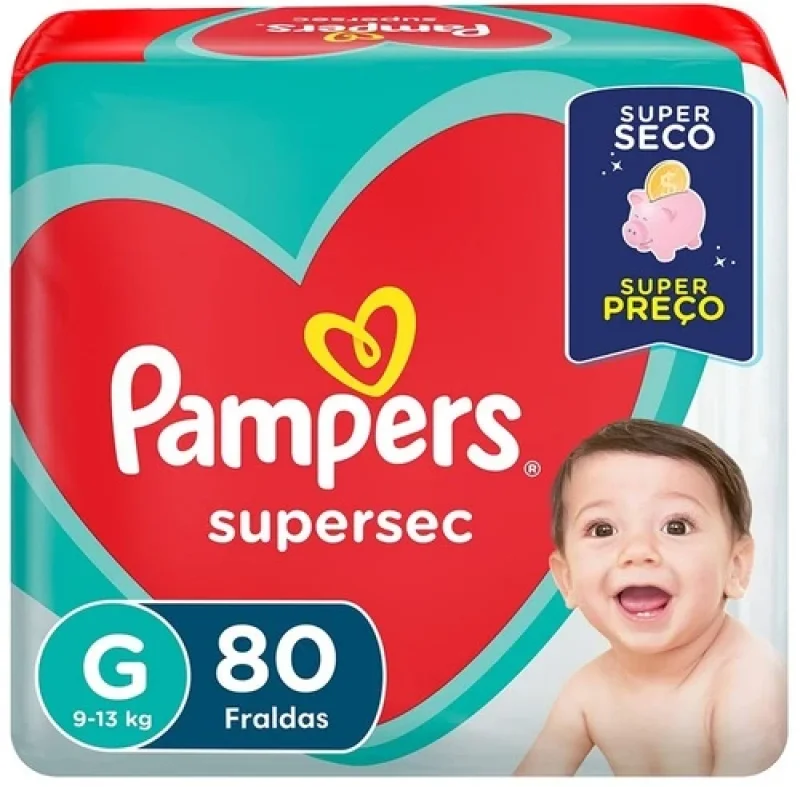 Fralda Pampers Supersec G, com 80 unidades