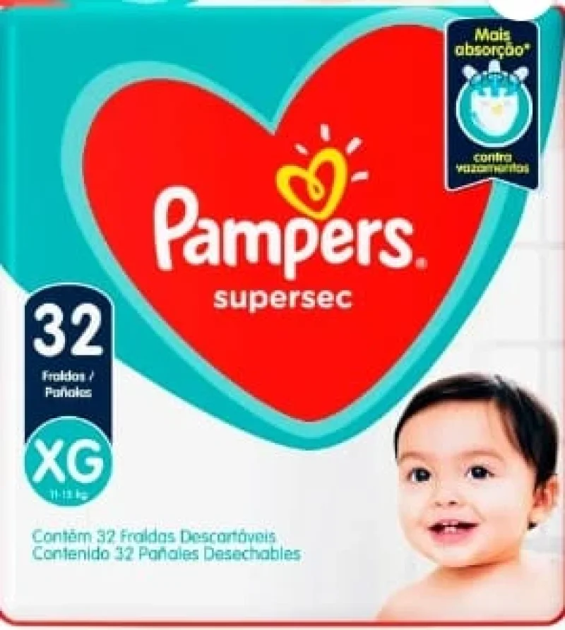 Fralda Pampers Supersec XG, com 32 unidades