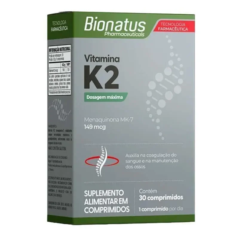 Vitamina K2 Bionatus 149mcg, com 30 comprimidos