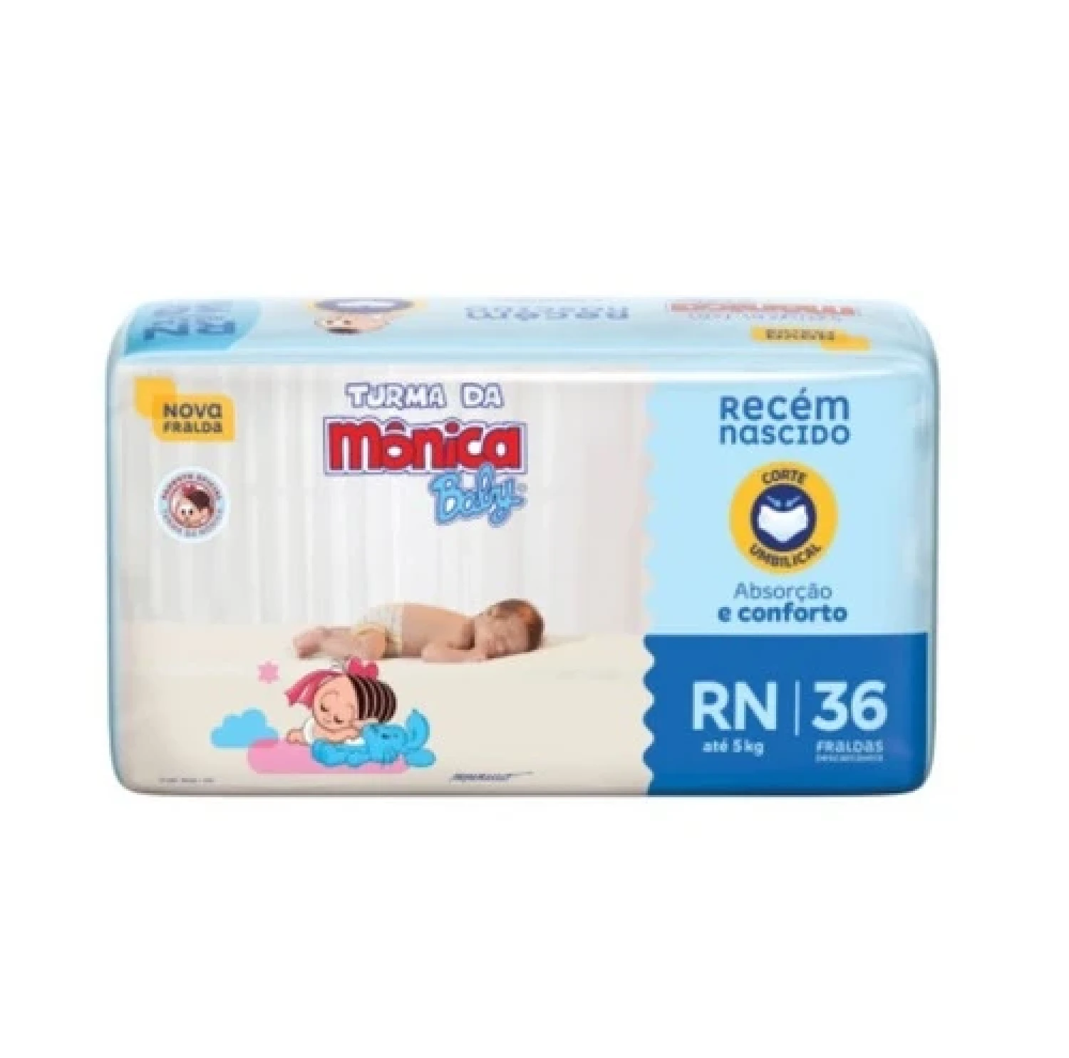 Fralda Turma da Mônica Baby RN, com 36 unidades (1/1)
