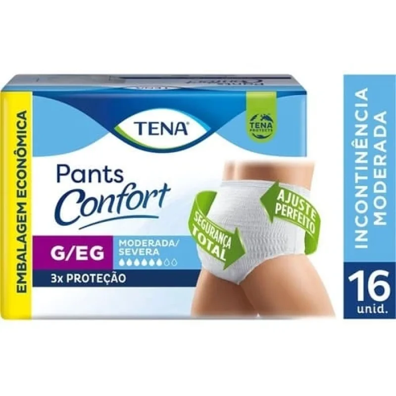 Roupa Íntima Descartável Tena Pants Confort G/XG, pacote com 16 unidades