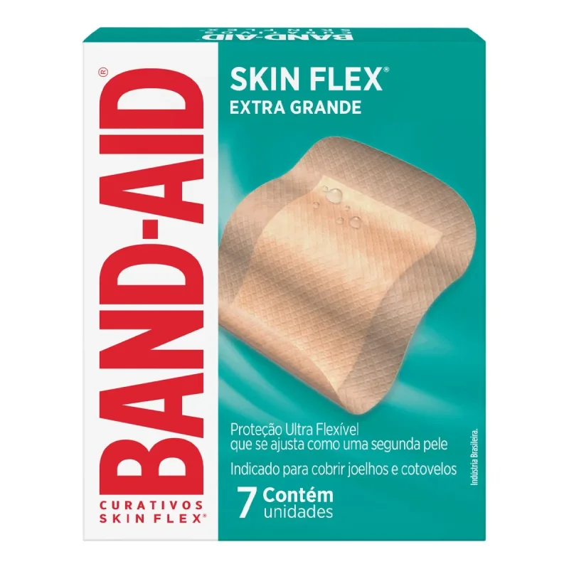 Curativo Adesivo Band-Aid Skin Flex Extra Grande, com 7 unidades