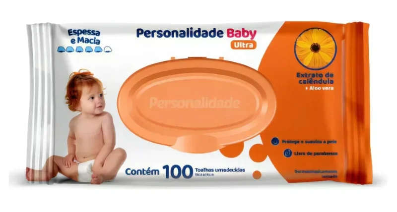 Lenço Umedecido Personalidade Baby Ultra, com 100 unidades