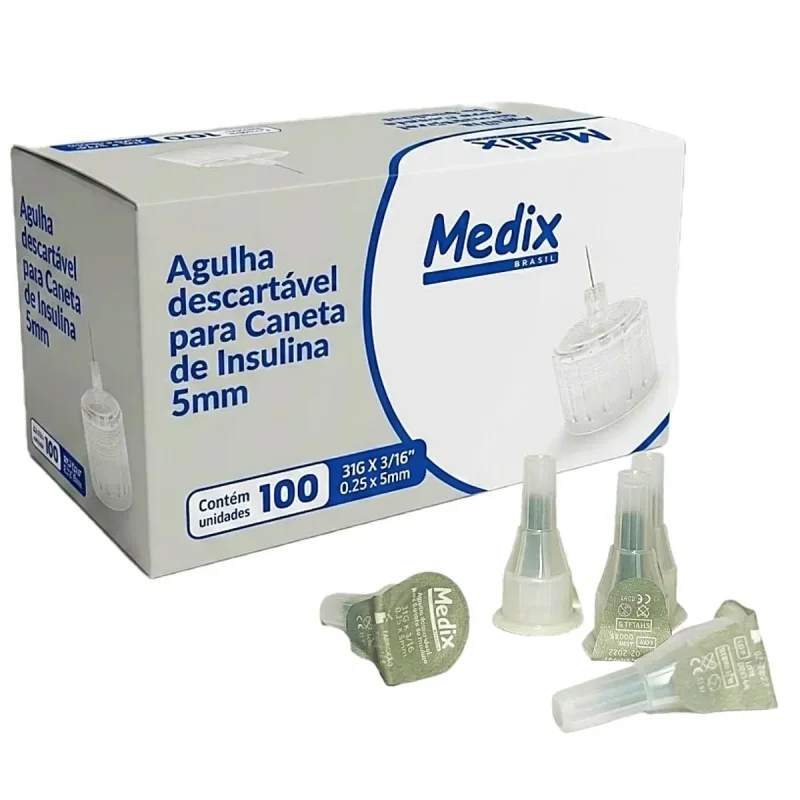 Agulha para Insulina Medix 5mm, com 100 unidades