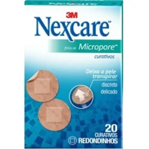 Curativo Adesivo Nexcare Micropore Redondo, com 20 unidades