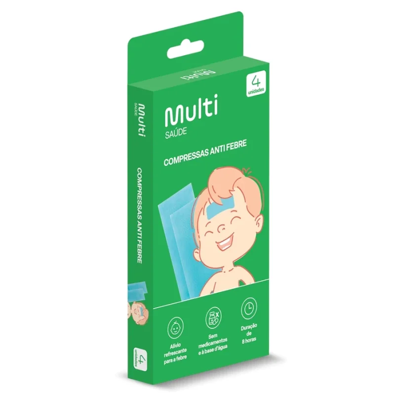 Compressa Anti-febre Multilaser Multi Saúde caixa com 4 unidades