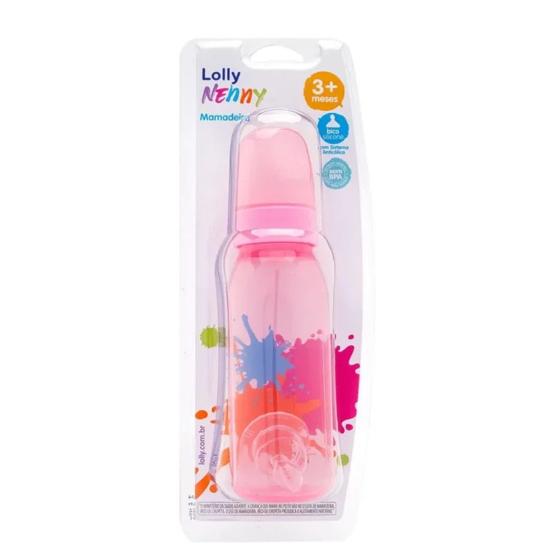 Mamadeira Lolly  Clean 250ml Rosa 3+ meses
