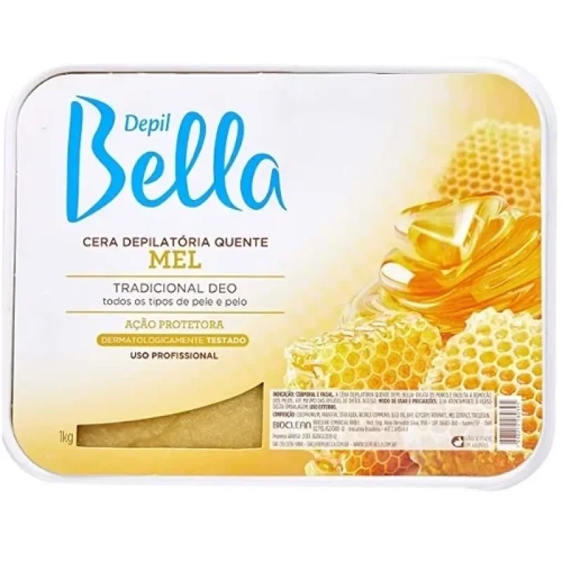 Cera Quente em Barra para Depilação Corporal e Facial Depil Bella Profissional Tradicional Deo Mel 1Kg