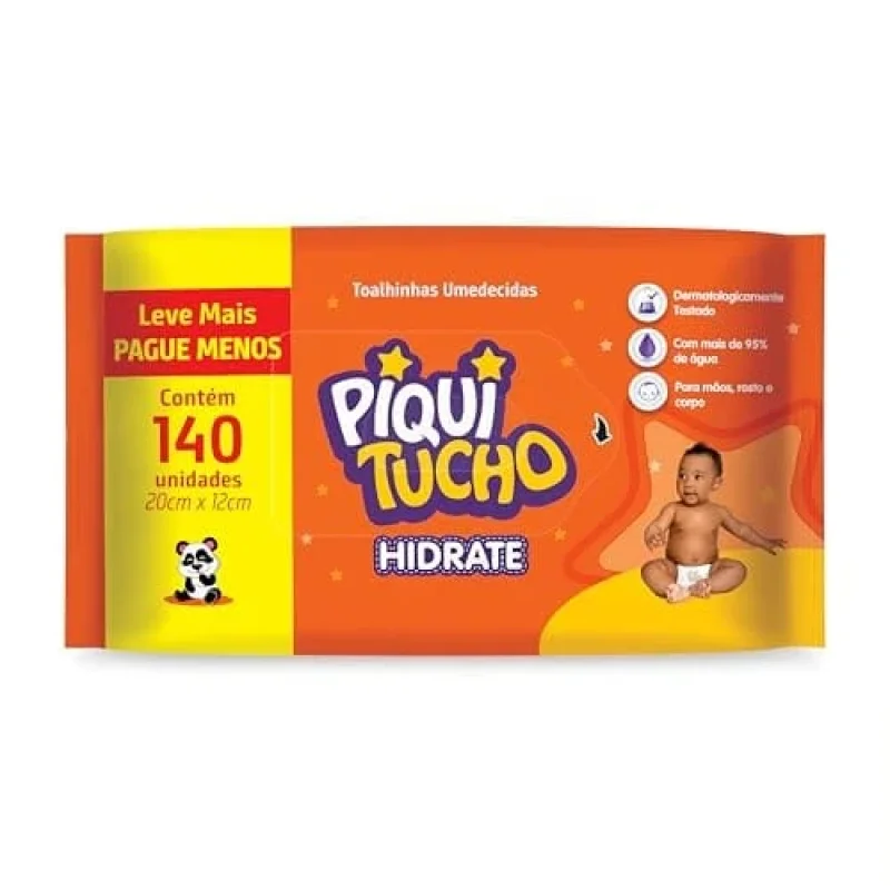 Lenço Umedecido Piquitucho, com 140 unidades