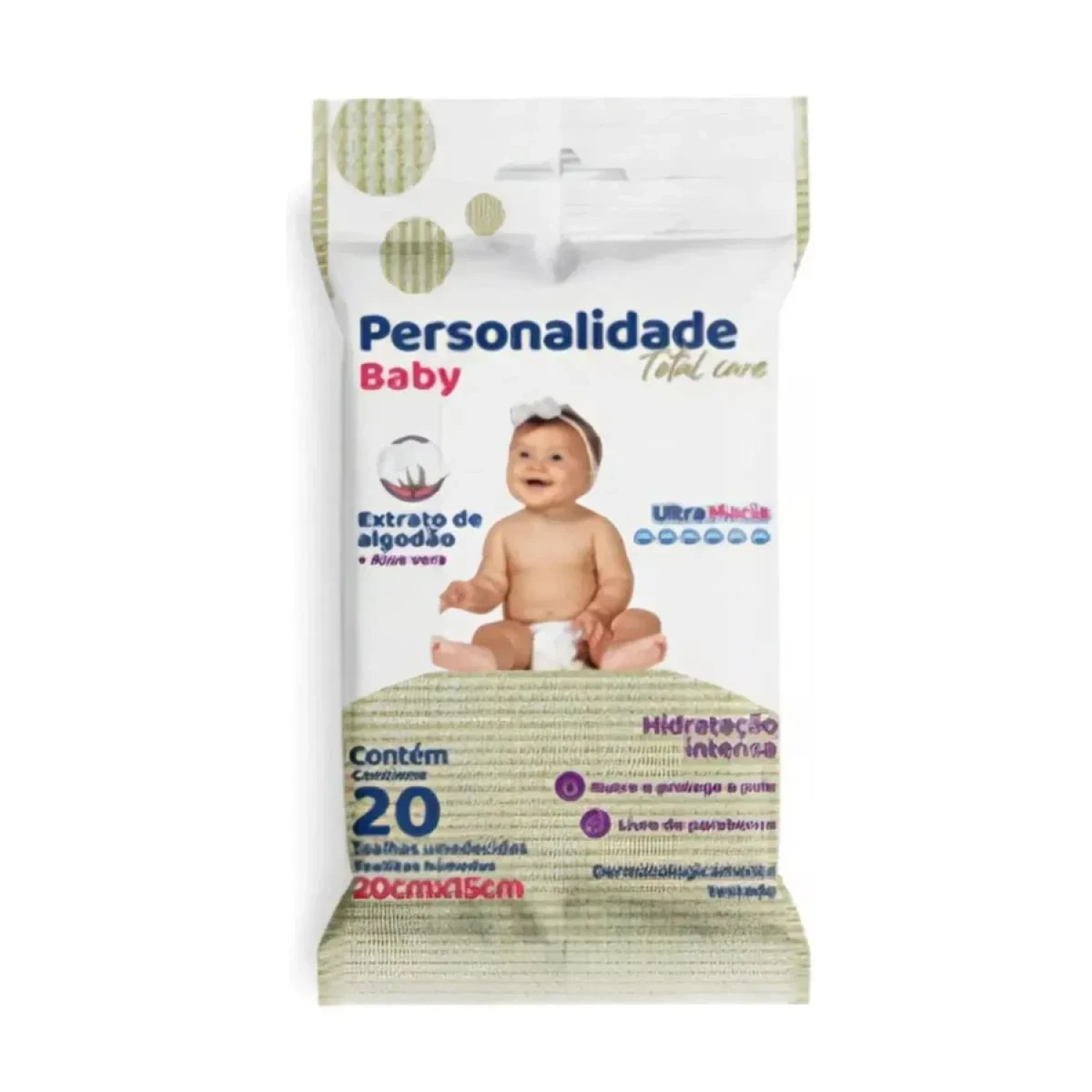 Lenço Umedecido Personalidade Baby Total Care, com 20 unidades (1/1)