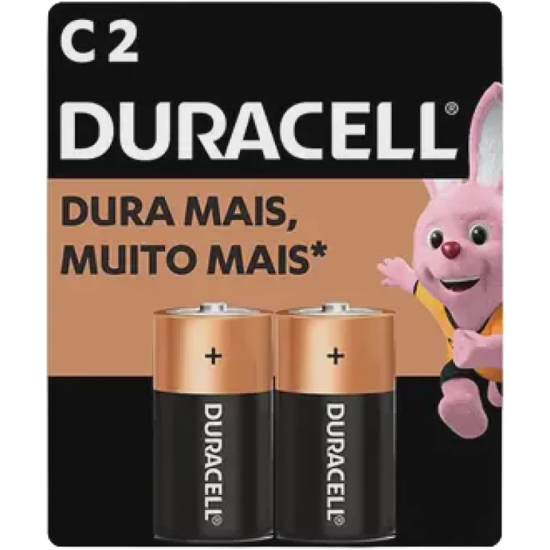 Pilha Alcalina Duracell C, com 2 unidades