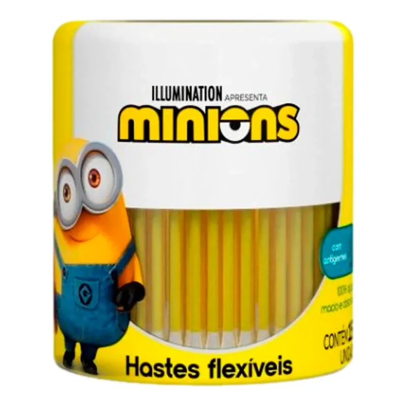 Hastes Flexíveis para bebê Topz Pote Minions, com 150 Unidades