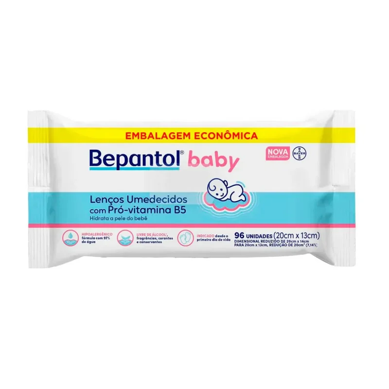 Lenço Umedecido Bepantol Baby Sem Fragrância, com 96 unidades