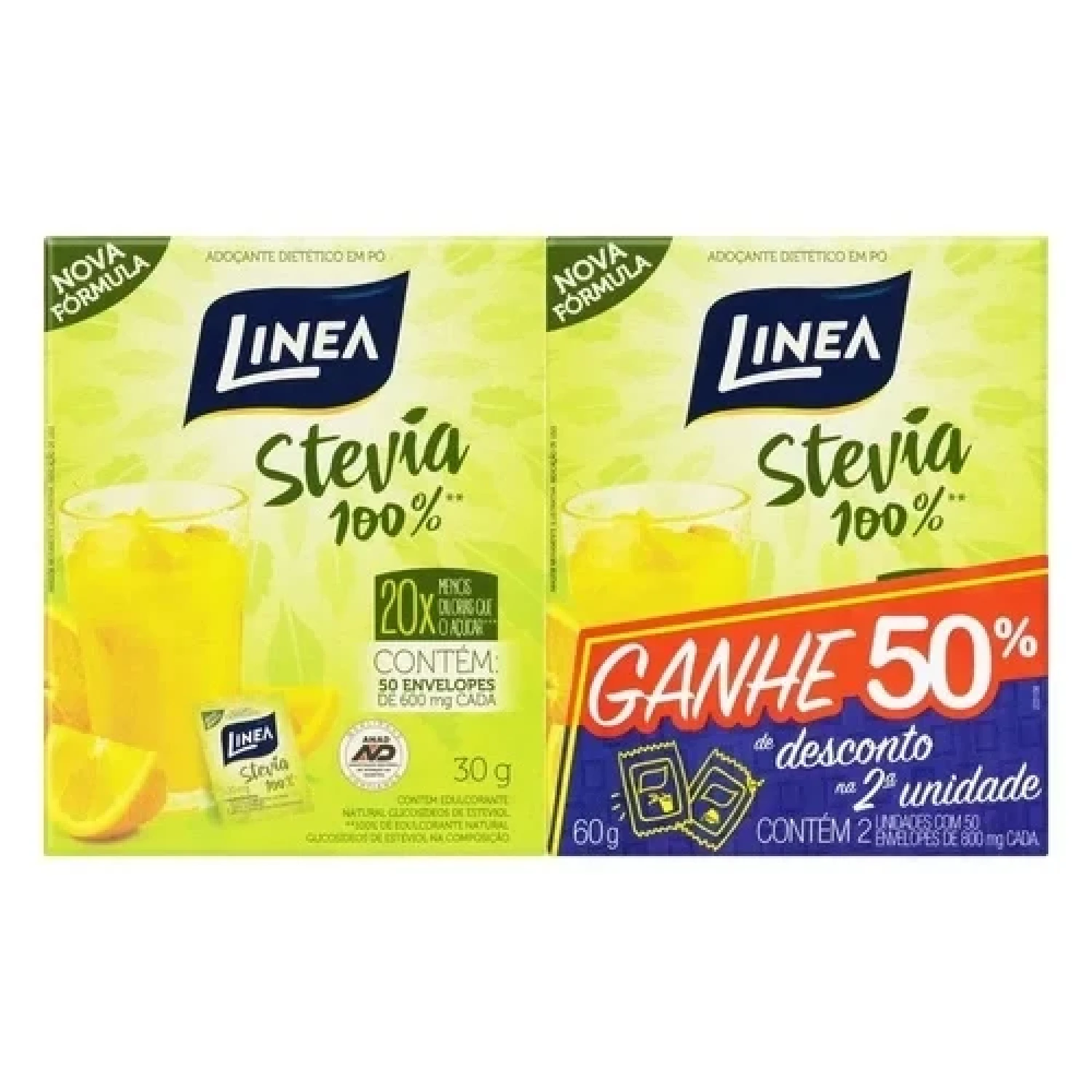 Kit Adoçante Linea Stevia, com 2 unidades de 50 envelopes (1/1)