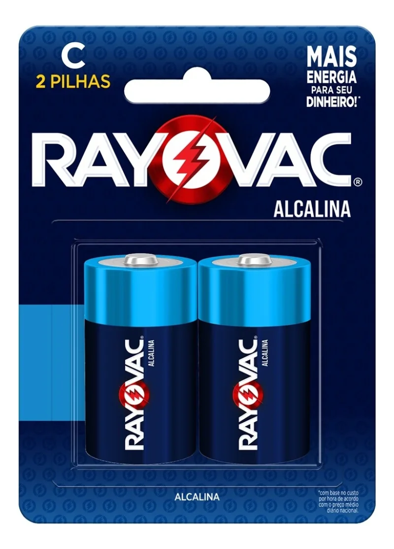 Pilha Alcalina Rayovac C, com 2 unidades