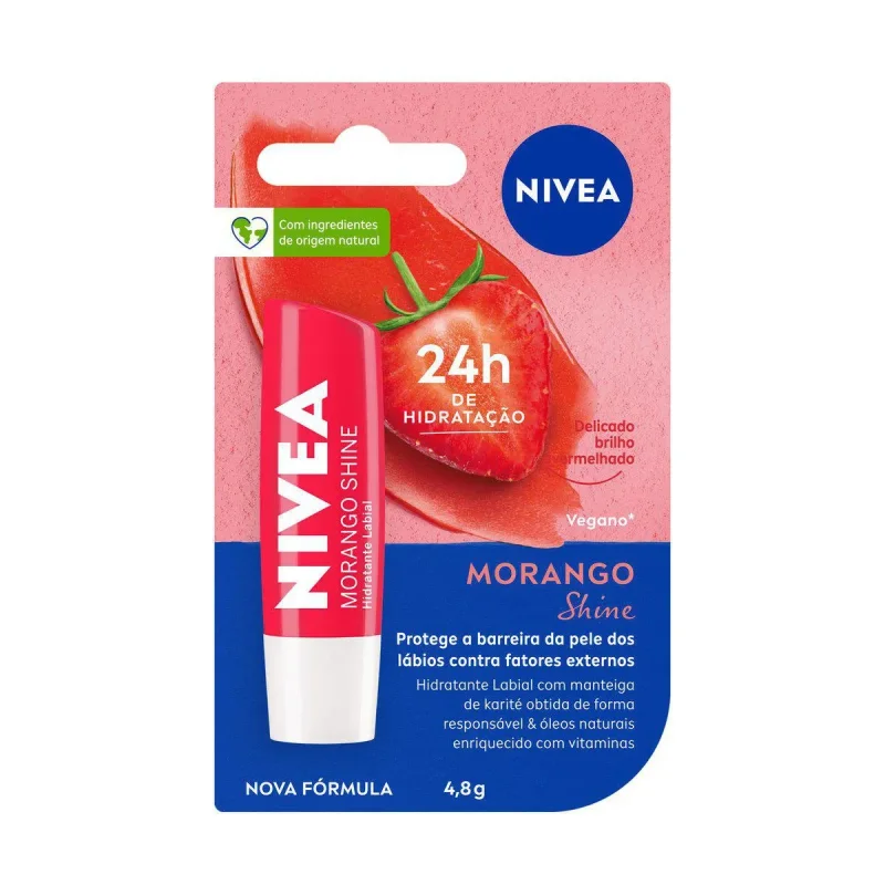 Hidratante Labial Nivea Morango Shine 4,8g