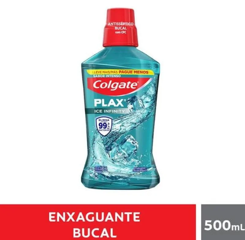 Enxaguante Bucal Colgate Plax Ice Infinity sem álcool 500ml