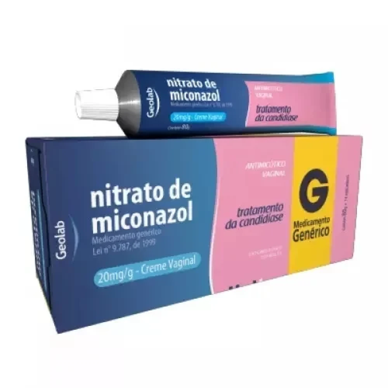 Nitrato de Miconazol Geolab 20mg/g Creme Vaginal 80g, com 14 aplicadores (1/1)