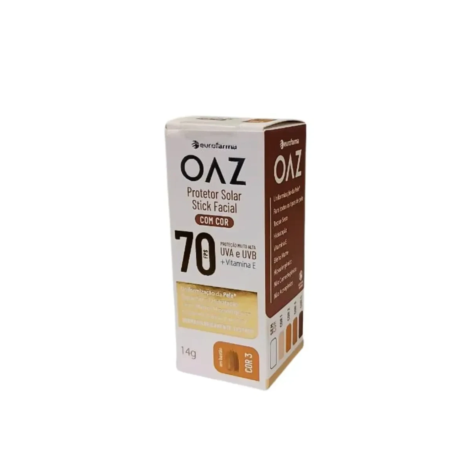 Protetor Solar Facial em Stick Oaz Com Cor FPS 70 Cor 3 14g (1/1)
