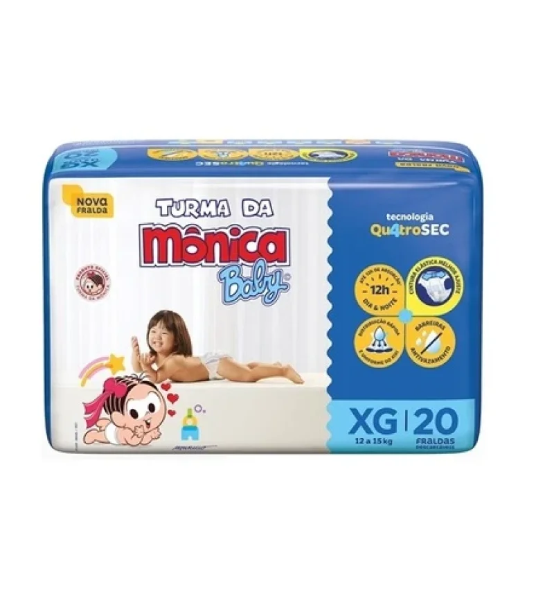 Fralda Turma da Mônica Baby XG, com 20 unidades