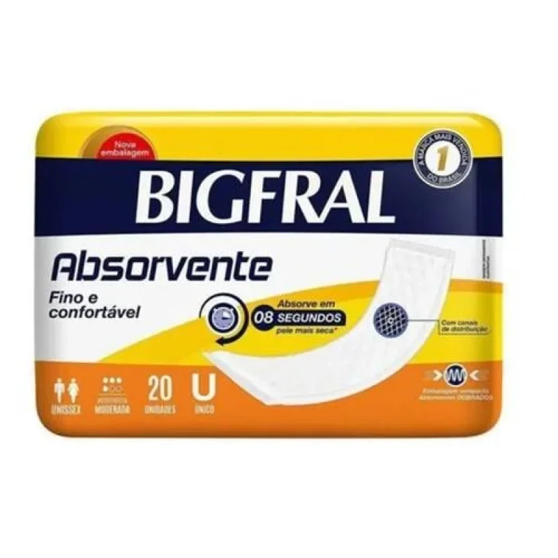 Absorvente Geriátrico Bigfral, com 20 unidades