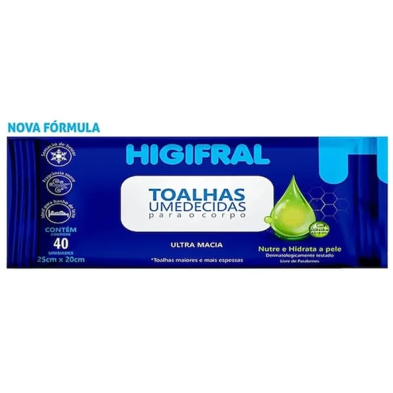 Lenço Geriátrico Higifral, com 40 unidades