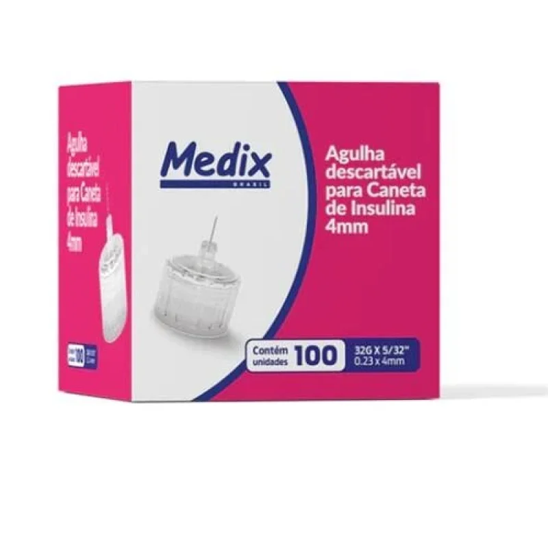 Agulha para Caneta de Insulina Medix 32G 4mm, com 100 unidades