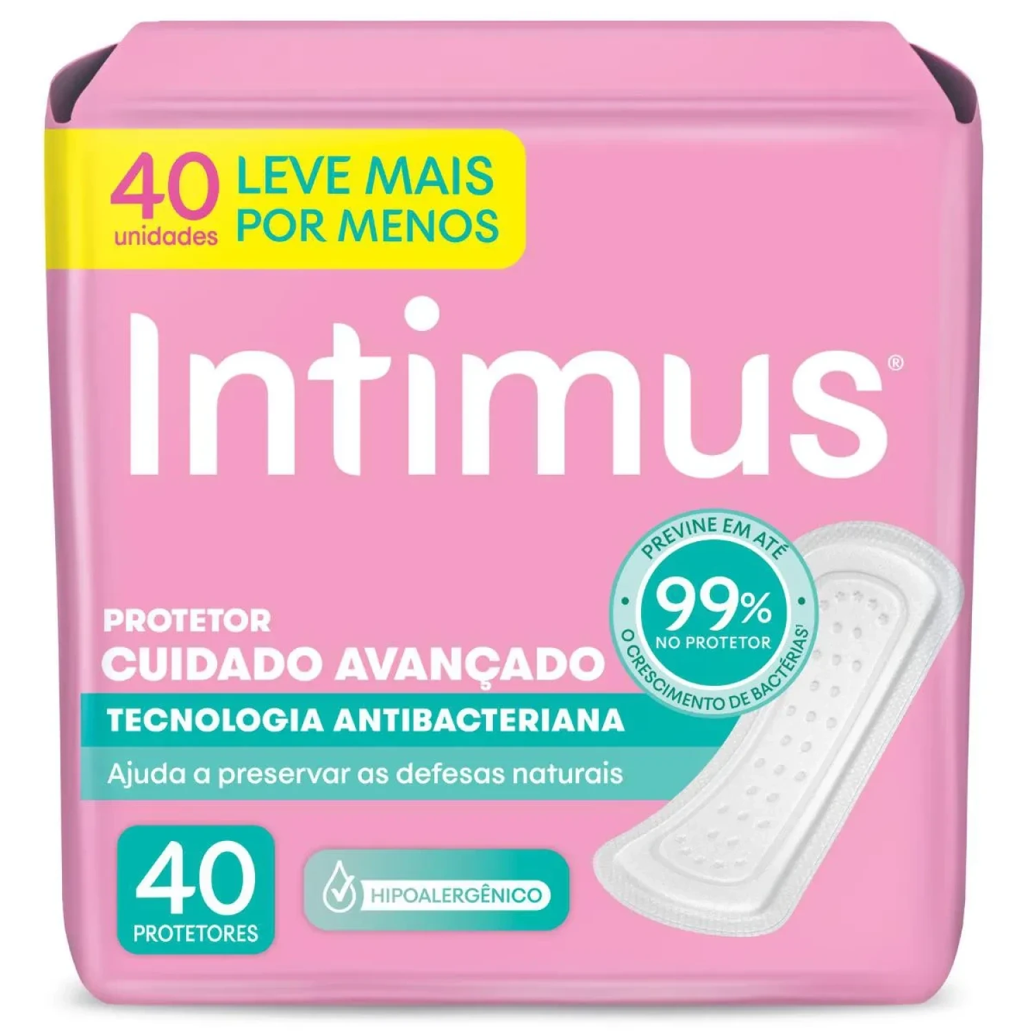 Protetor Diário Intimus Cuidado Avançado Tecnologia Antibacteriana, com 40 unidades (1/2)