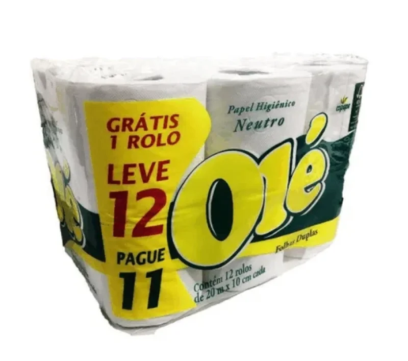 Papel Higiênico Olé Folha Dupla 20m, com 12 rolos