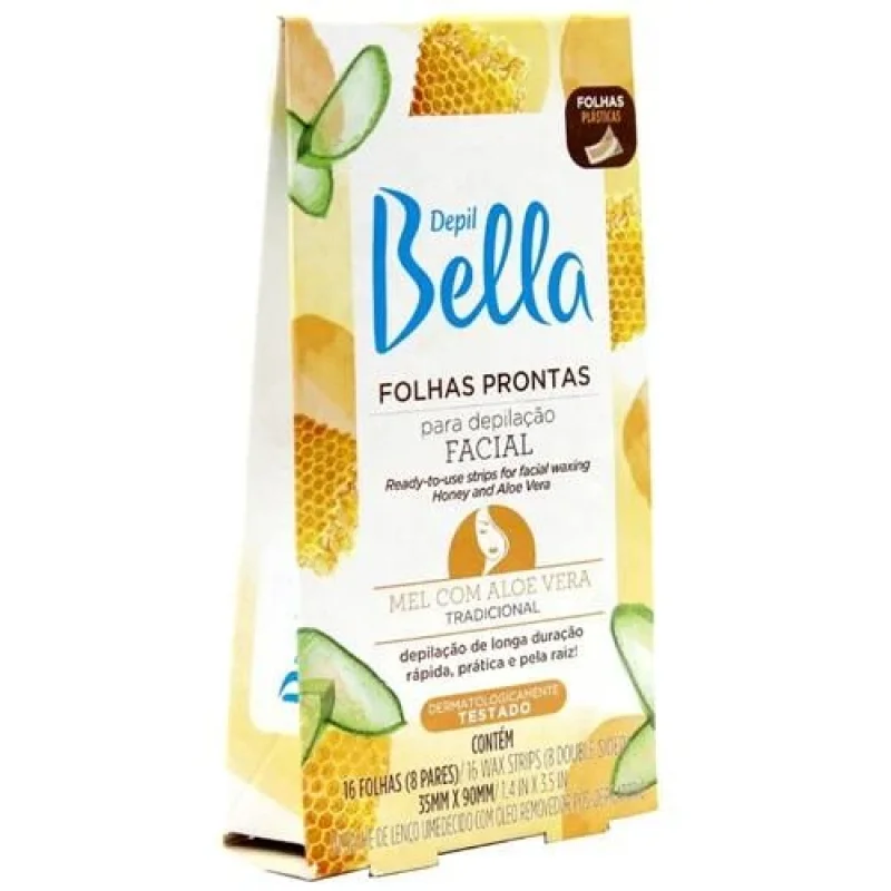 Folha Depilatória Facial Depil Bella Mel com Aloe Vera, com 16 unidades