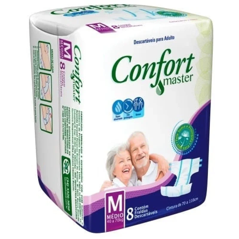 Fralda Geriátrica Confort Master M, pacote com 8 unidades