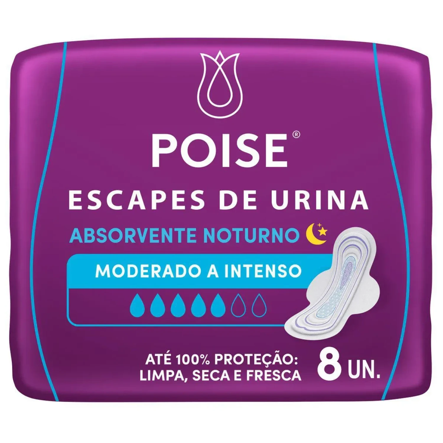Absorvente Noturno Poise com Abas 8 Unidades (1/1)