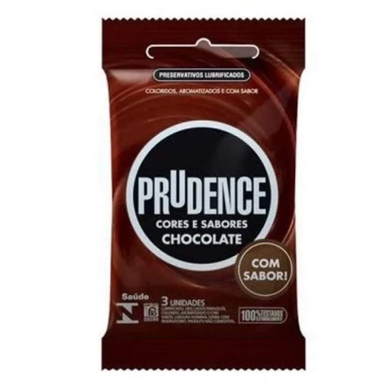 Preservativo Prudence Cores e Sabores Chocolate, com 3 unidades