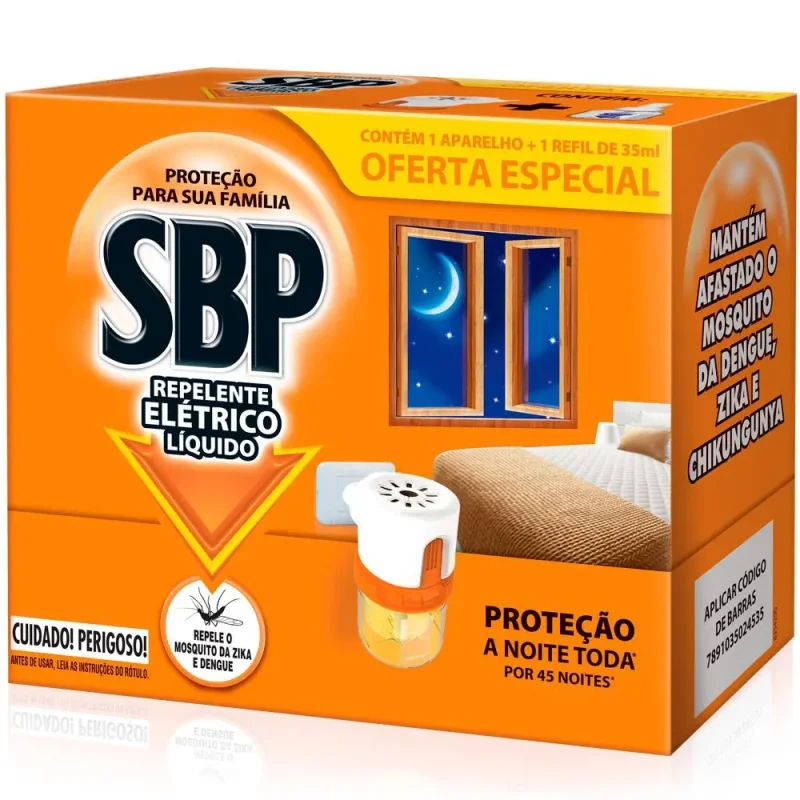 Repelente Elétrico SBP 45 Noites Aparelho + Refil 35ml