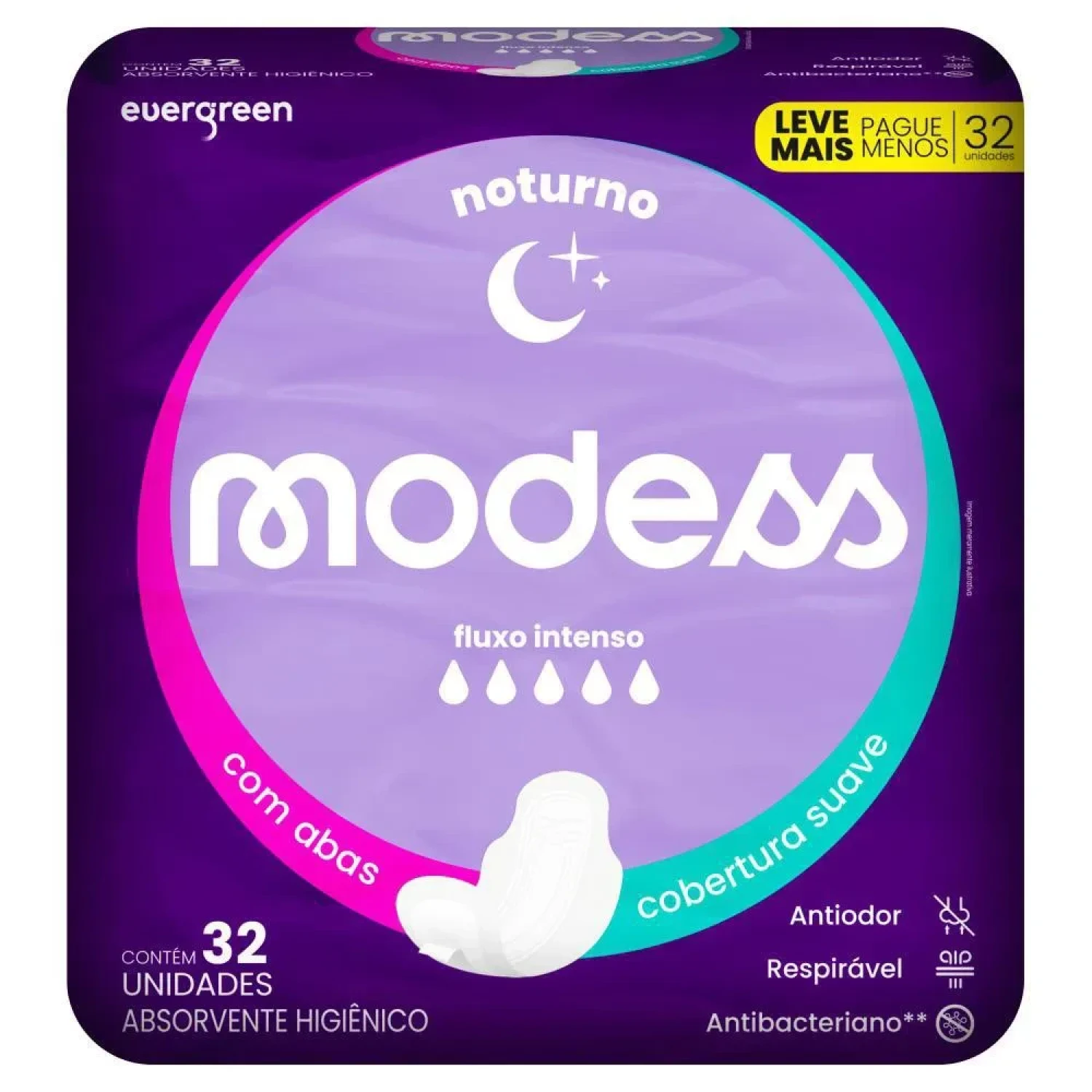 Absorvente Noturno Modess com Abas Cobertura Suave, com 32 unidades (1/1)