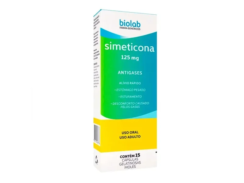 Simeticona Biolab 125mg, com 15 cápsulas gelatinosas moles
