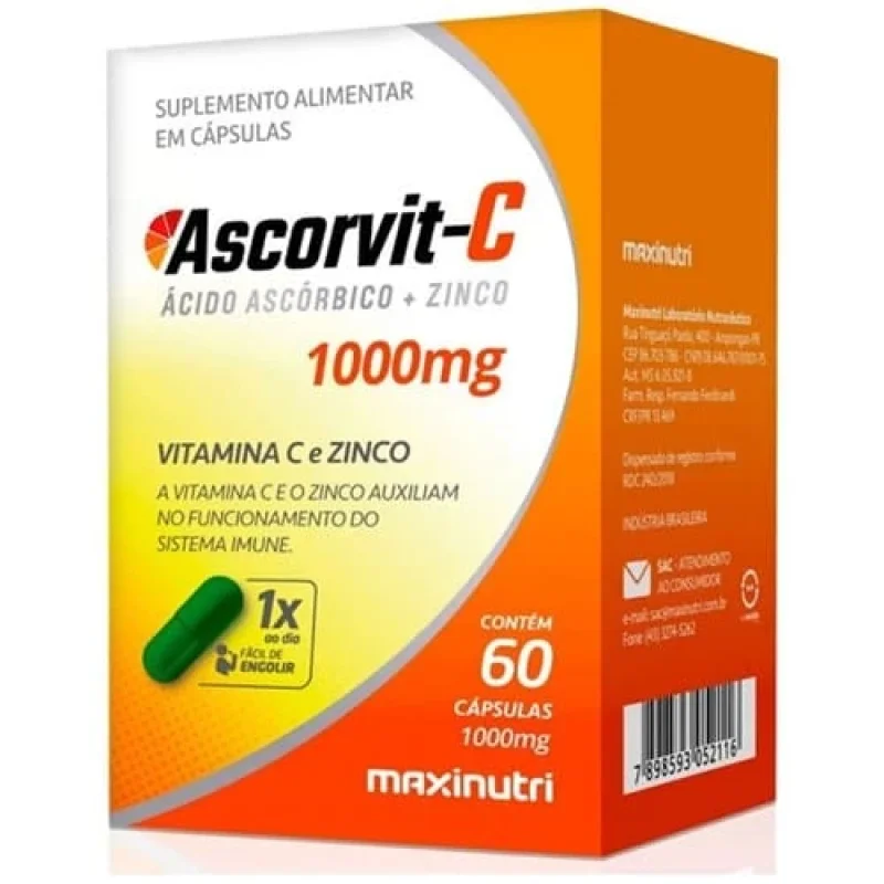 Ascorvit C 1000mg, com 60 cápsulas