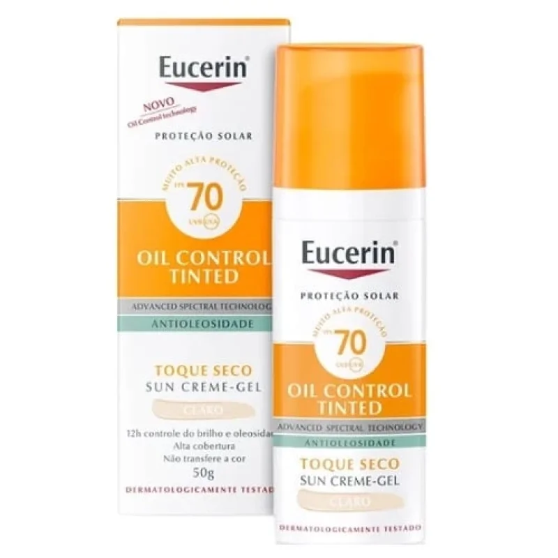 Protetor Solar Facial Eucerin Oil Control Tinted FPS 70 Claro 50g