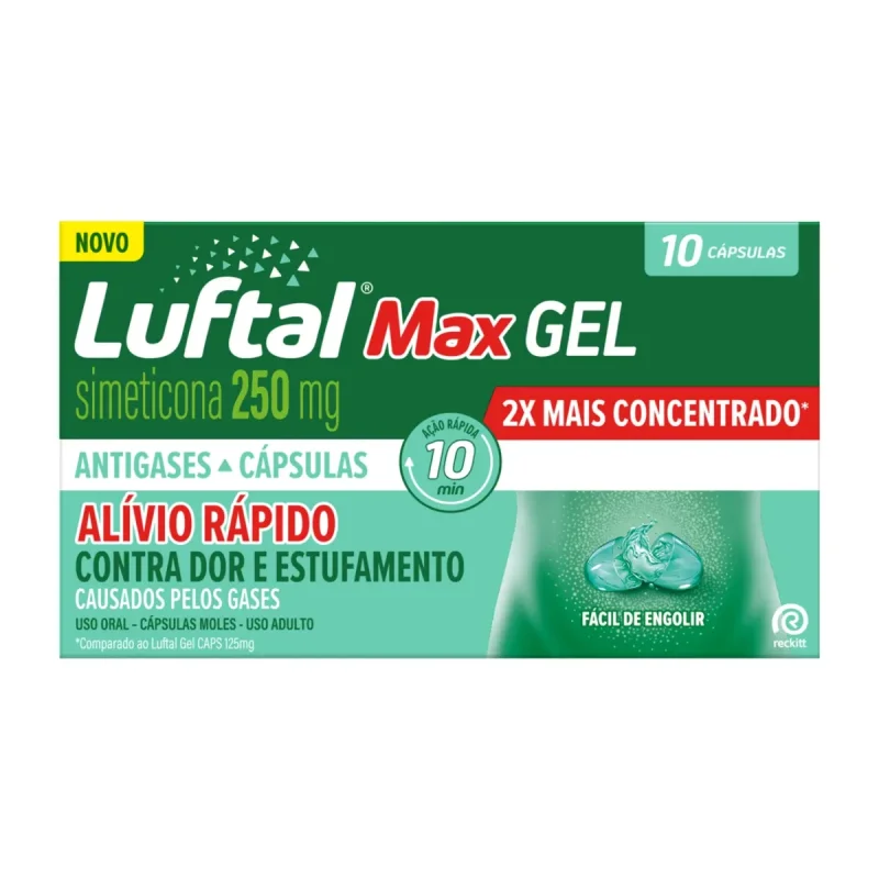 Luftal Max 250mg, com 10 cápsulas gelatinosas moles