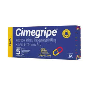 Cimegripe 400mg + 4mg + 4mg, com 10 cápsulas duras