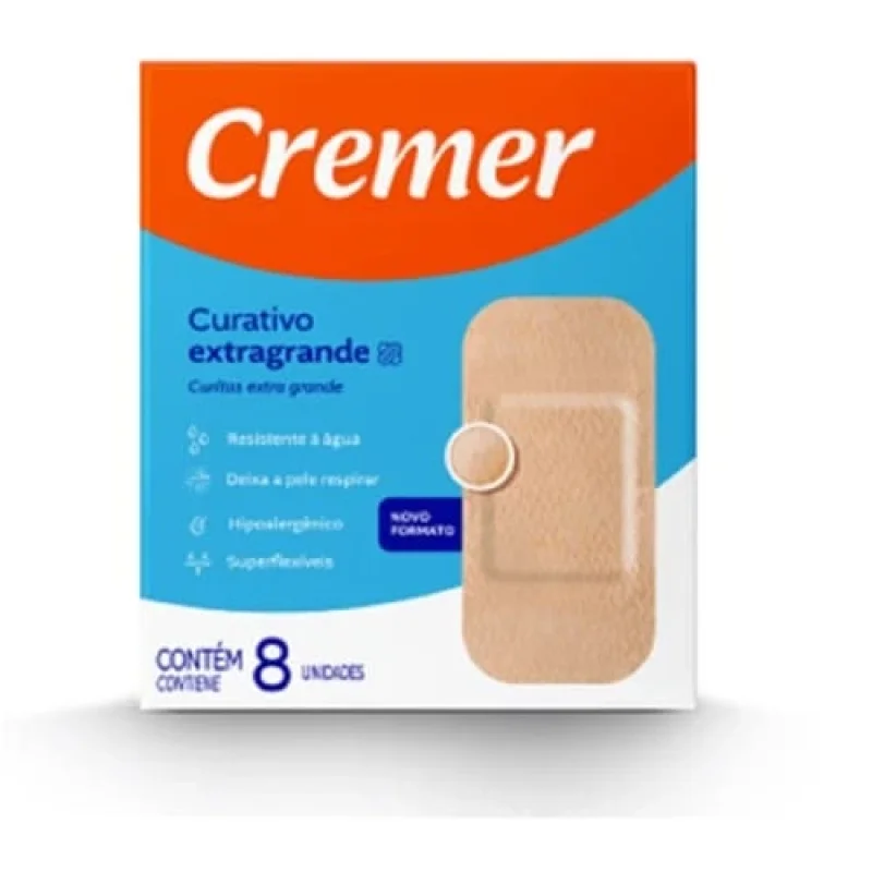 Curativo Adesivo Cremer Extragrande, com 8 unidades