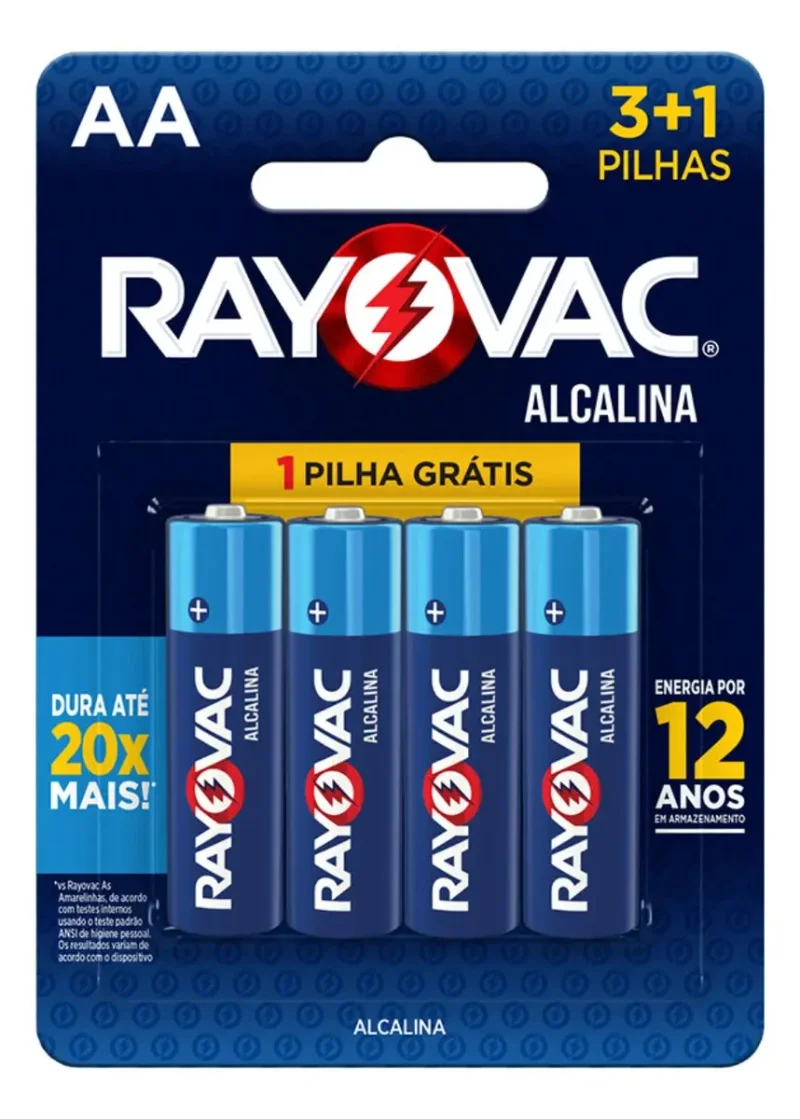 Pilha Alcalina Rayovac AA, com 4 unidades