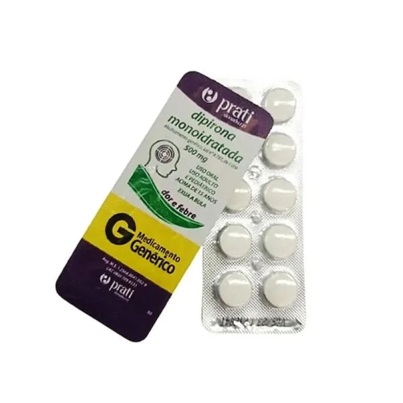 Dipirona Monoidratada Prati-Donaduzzi 500mg, com 10 comprimidos