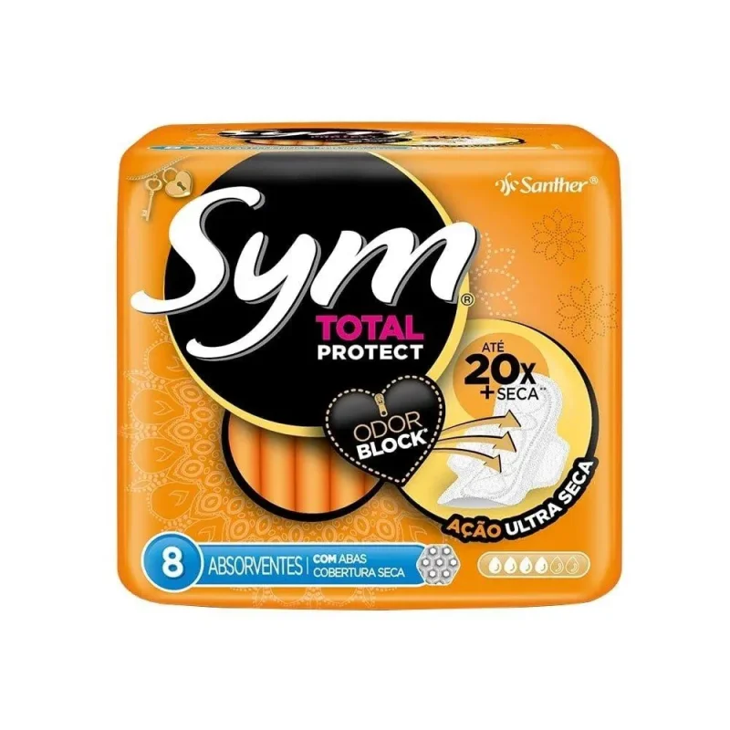 Absorvente Sym Seca com Abas, com 8 unidades