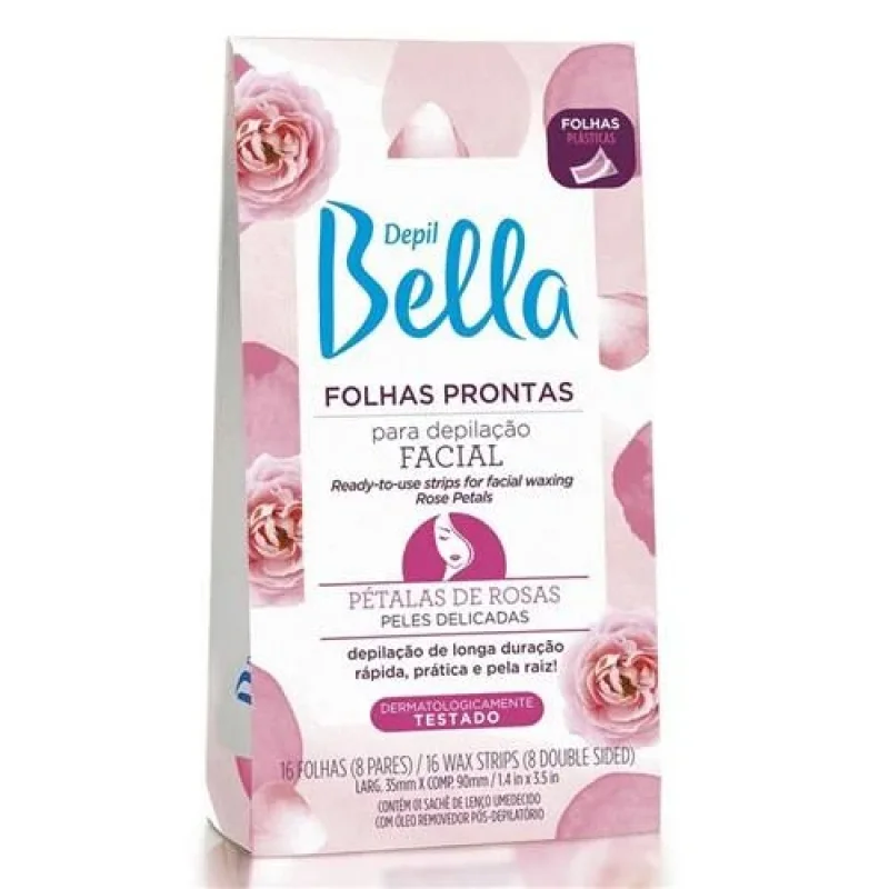 Folha Depilatória Facial Depil Bella Pétalas de Rosas, com 16 unidades