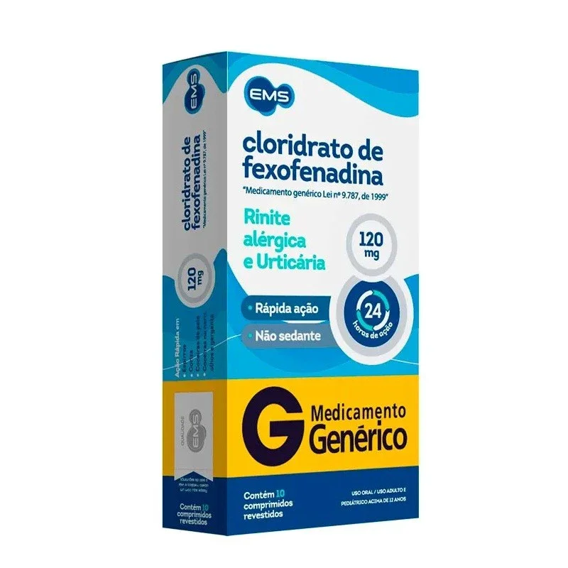 Cloridrato de Fexofenadina 120mg Ems Caixa com 10 Comprimidos