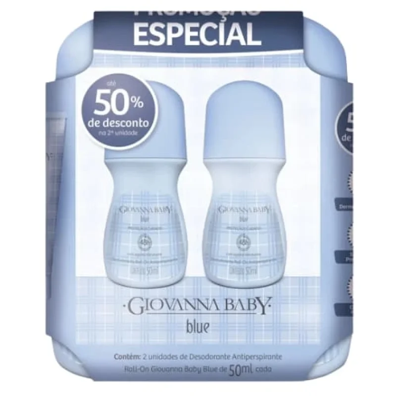 Desodorante Roll-on Giovanna Baby Blue, com 2 Unidades de 50ml