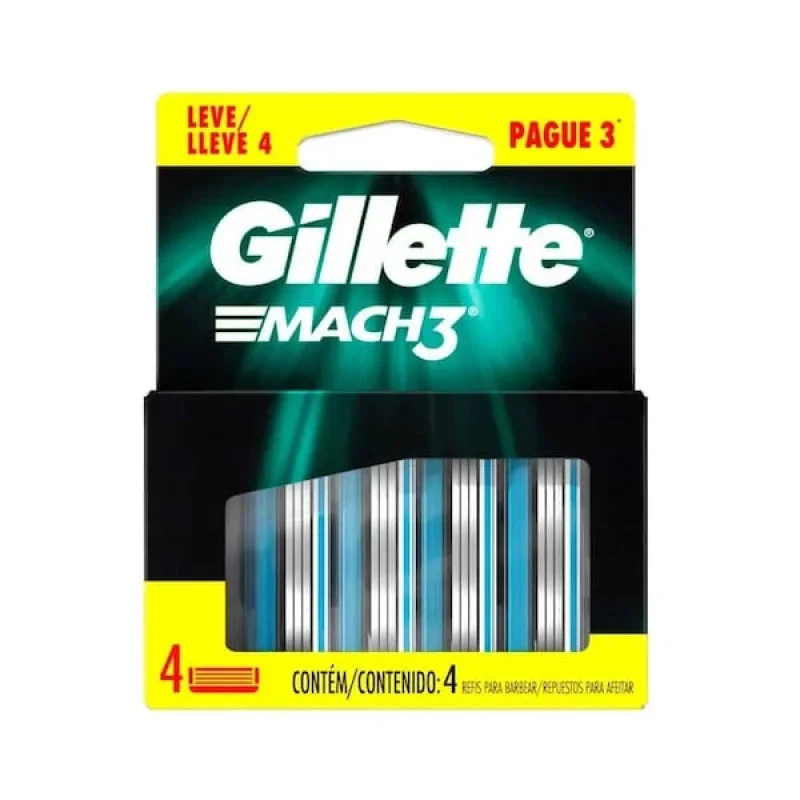 Carga Gillette Mach3, com 4 unidades